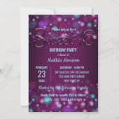 Invitation Lumières Élégantes Violet Rayant Doux 16 Anniversa (Devant)