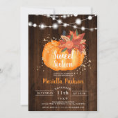 Invitation Lumières en bois floral chic or rustique automne S (Devant)