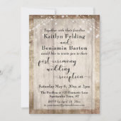 Invitation Lumières en bois rustique après la cérémonie de ré (Devant)