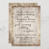 Invitation Lumières en bois rustique après la cérémonie de ré (Devant / Derrière)