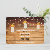 Invitation Lumières en bois rustique d'automne et douche de m (Debout devant)