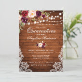 Invitation Lumières en bois rustique de Quinceanera dentelle  (Debout devant)