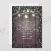 Invitation Lumières en bois rustique et bocaux de Mason Fleur (Devant)