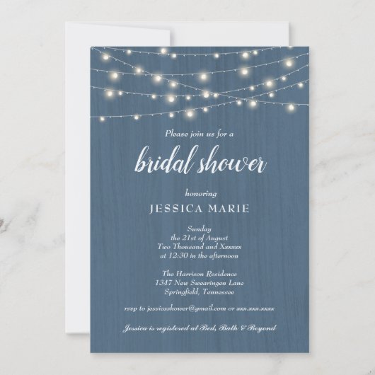 Invitation Lumières en bois rustique pour une Baby Shower Dus (Devant)