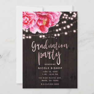 Invitation Lumières en Bois Rustique Rose Floral Fête de Remi