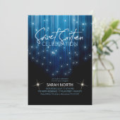 Invitation Lumières en cascade Sweet 16 Blue ID790 (Debout devant)