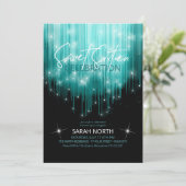 Invitation Lumières en cascade Sweet 16 ID Turquoise790 (Debout devant)