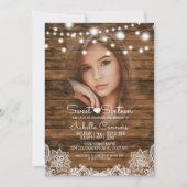 Invitation Lumières en forme de guirlandes Bois et Dentelle F (Devant)