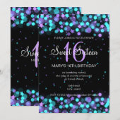 Invitation Lumières et étoiles du sweet sixteen (Devant / Derrière)