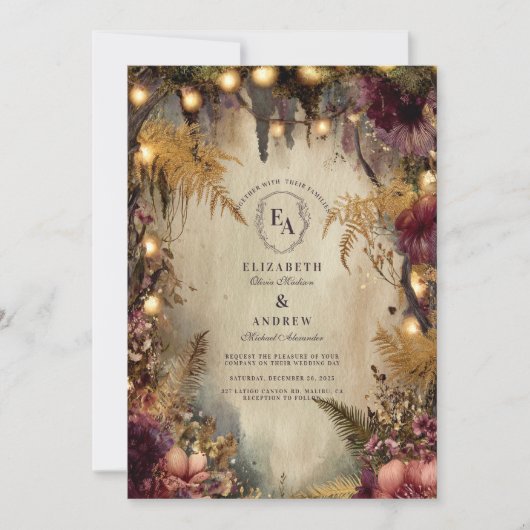 Invitation Lumières et fleurs forestières enchantées d'automn (Devant)