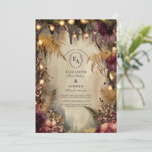 Invitation Lumières et fleurs forestières enchantées d'automn (Debout devant)