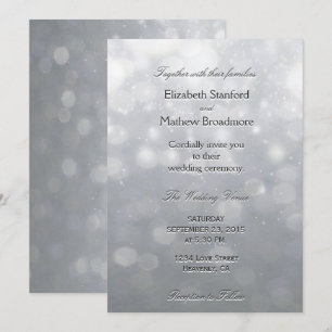 Invitation Lumières et Parties scintillant en argent