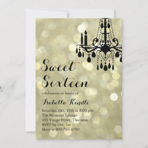 Invitation Lumières Étincelantes Gold Ballroom Sweet 16 Invit