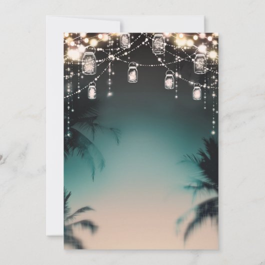 Invitation Lumières Étincelantes Palmiers Elégant Mariage Pla (Dos)