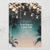 Invitation Lumières Étincelantes Palmiers Elégant Mariage Pla (Devant / Derrière)