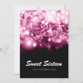 Invitation Lumières Étincelantes rose Douce 16 Partie (Dos)