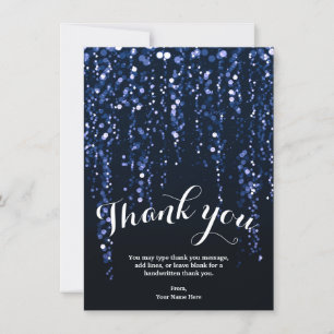 Invitation Lumières Étoiles Enchantées Bleu Violet Merci
