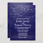 Invitation Lumières Fée Blanc Glam Mariage Bleu (Devant / Derrière)