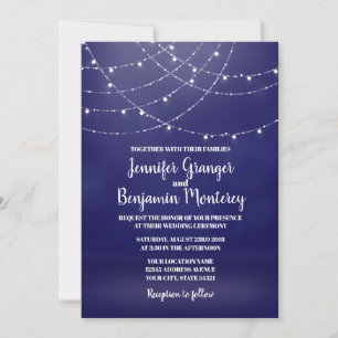 Invitation Lumières Fée Blanc Glam Mariage Bleu