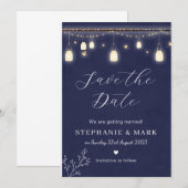 Invitation Lumières féériques pour annoncer la date, mariage (Devant / Derrière)