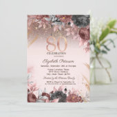 Invitation Lumières, Fleurs Chic Parties scintillant 80e anni (Debout devant)