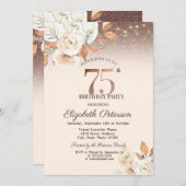 Invitation Lumières, Fleurs d'automne Parties scintillant Bok (Devant / Derrière)