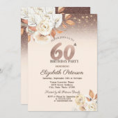 Invitation Lumières, Fleurs d'automne Parties scintillant Bok (Devant / Derrière)