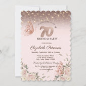 Invitation Lumières, Fleurs Parties scintillant Papillons 70e (Devant)