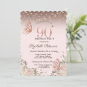 Invitation Lumières, Fleurs Parties scintillant Papillons 90e (Debout devant)