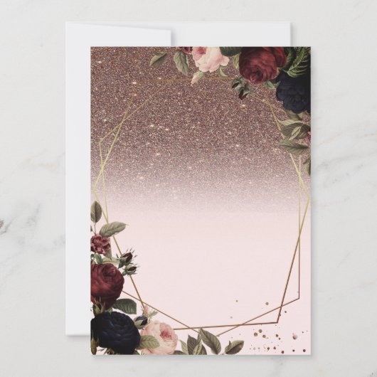 Invitation Lumières, fleurs sombres scintillent Sweet 16 (Dos)