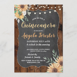 Invitation Lumières florales en bois de partie de Quinceanera