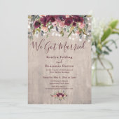 Invitation Lumières Florales en Bois Mariage Réception unique (Debout devant)