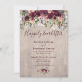 Invitation Lumières Florales en Bois Réception Happily Ever A (Devant)