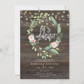 Invitation lumières florales rustiques fêtons notre anniversa (Devant)