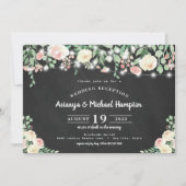 Invitation Lumières florales rustiques rose pour réception de (Devant)