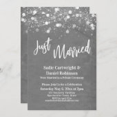 Invitation Lumières Grunge Mariés Gris Réception uniquement (Devant / Derrière)