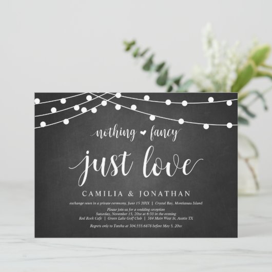 Invitation Lumières Guinguette, Tableau Noir, Mariage Intime  (Debout devant)