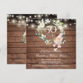 Invitation Lumières guinguettes rustiques 50e anniversaire Fl (Devant / Derrière)