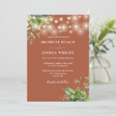 Invitation Lumières Guirlande de Verdure Terracotta Code QR M (Debout devant)