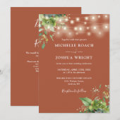 Invitation Lumières Guirlande de Verdure Terracotta Code QR M (Devant / Derrière)