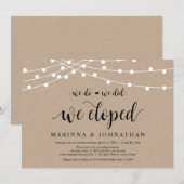 Invitation Lumières Guirlande Kraft, police noire, Mariage Fu (Devant / Derrière)