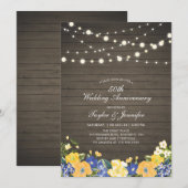 Invitation Lumières Guirlandes & Bois | 50e Anniversaire de M (Devant / Derrière)