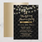 Invitation Lumières Guirlandes Élégantes 50e Anniversaire de (Devant / Derrière)