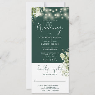 Invitation Lumières Guirlandes Florales Émeraude Mariage Tout