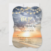 Invitation Lumières guirlandes lever de soleil plage coquilla (Devant)