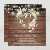 Invitation Lumières guirlandes rustiques 50e anniversaire Flo (Devant / Derrière)