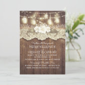 Invitation Lumières Mason Jars Lace Rustique Pays Chic Mariag (Debout devant)