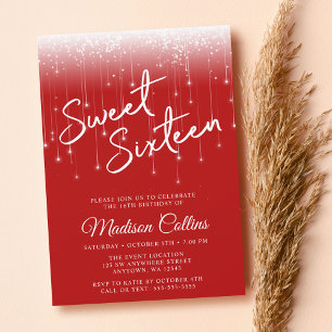 Invitation Lumières modernes Red Sweet 16