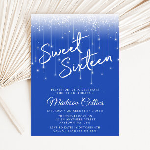 Invitation Lumières modernes Royal Blue Sweet 16