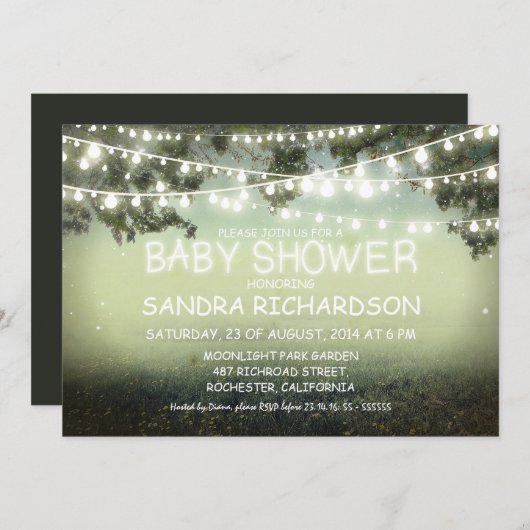Invitation lumières nocturnes mignonette BABY DOUCHE invitati (Devant / Derrière)